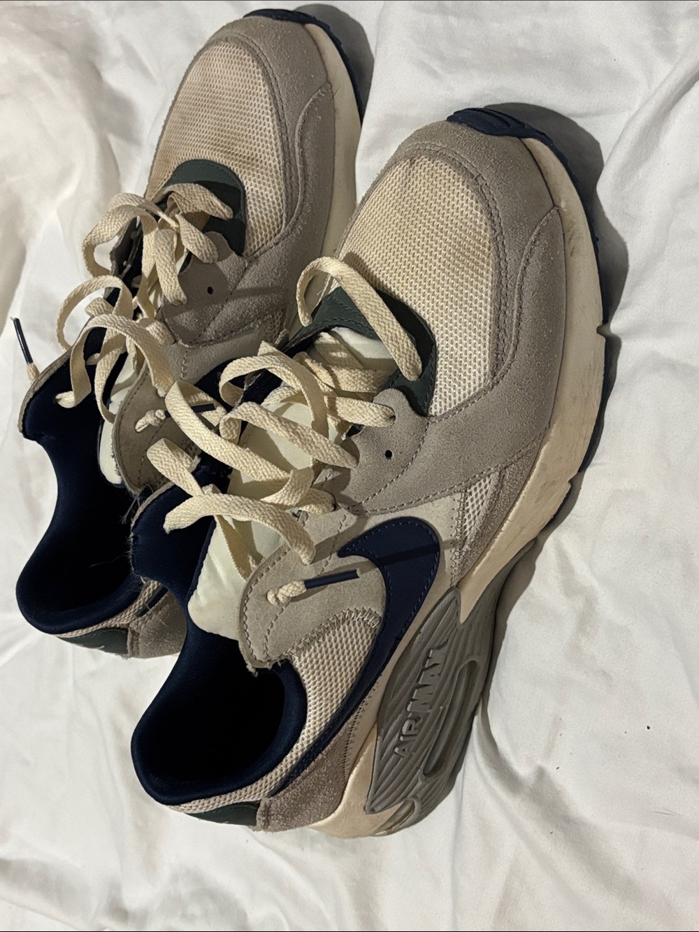 Nike Men’s Beige and Navy Retro Athletic Sneakers